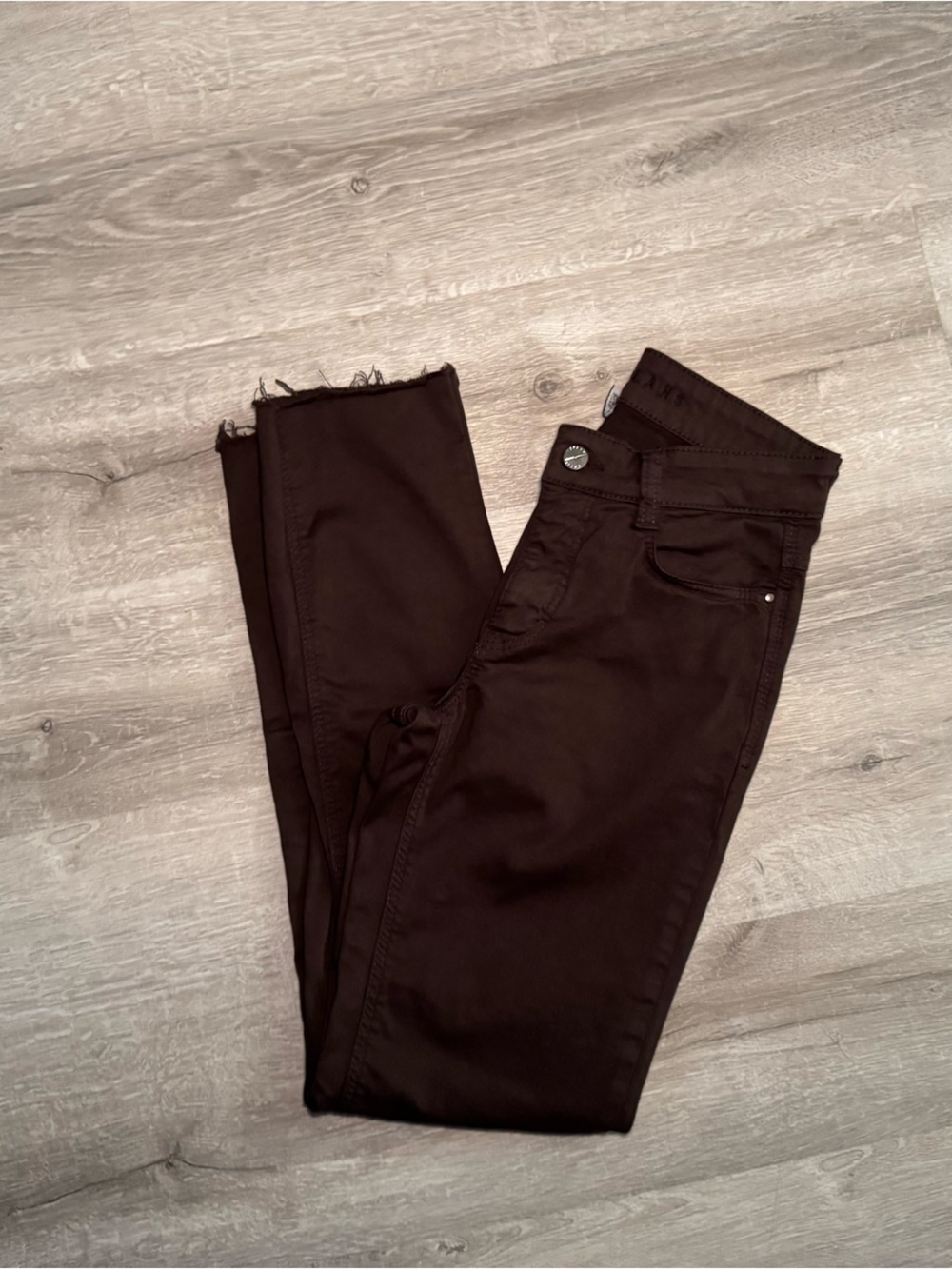 MAC Dream Jeans Brown Hyper Stretch Frayed Raw Hem Straight Slim Leg Size 2 4